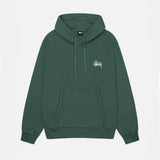 STUSSY BASIC PIGMENT DYED HOODIE FOREST