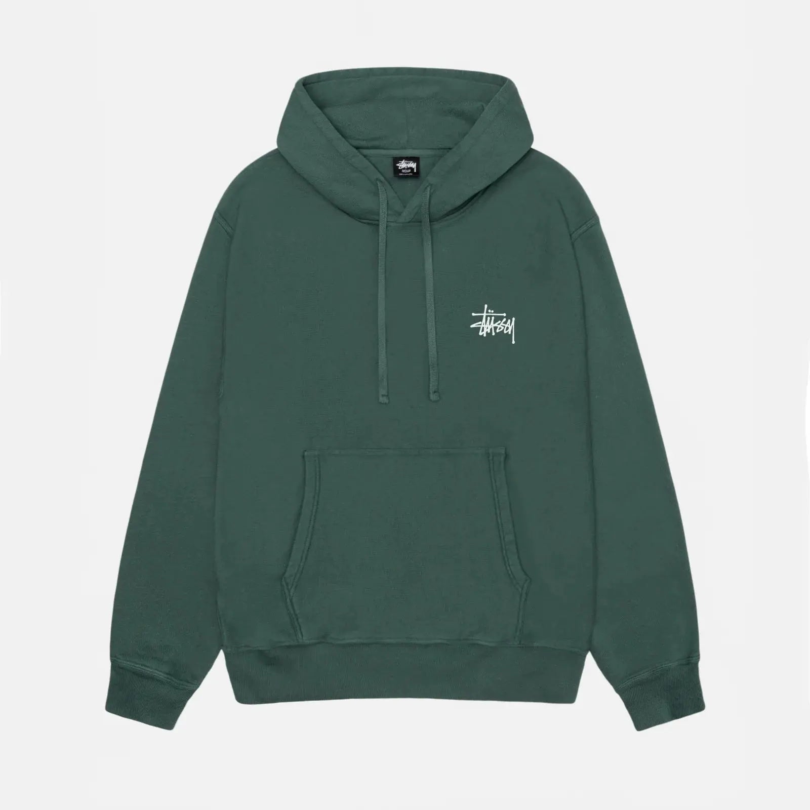 STUSSY BASIC PIGMENT DYED HOODIE FOREST