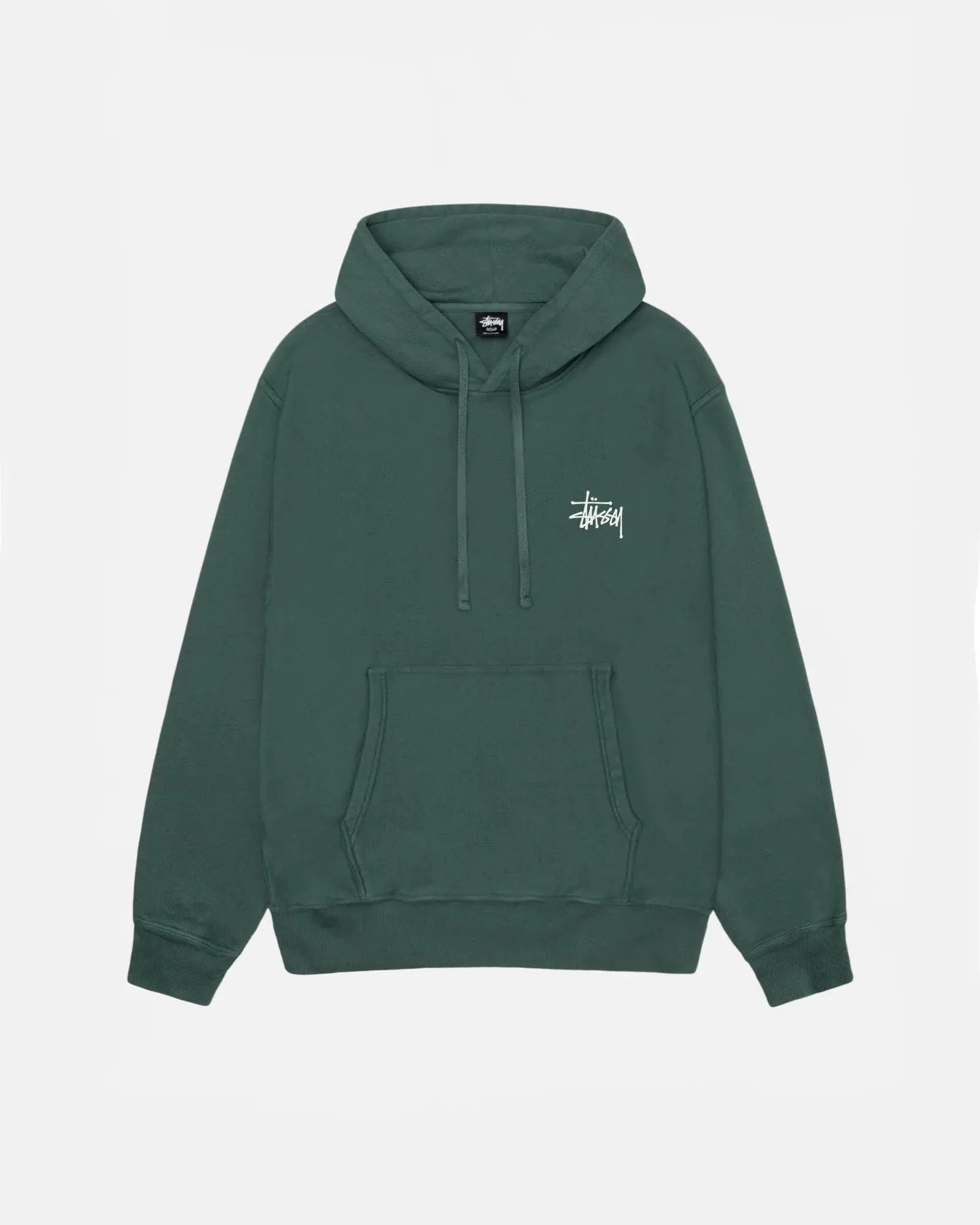 STUSSY BASIC PIGMENT DYED HOODIE FOREST