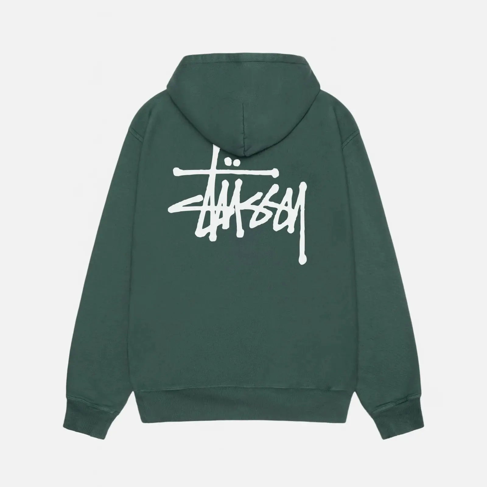 STUSSY BASIC PIGMENT DYED HOODIE FOREST