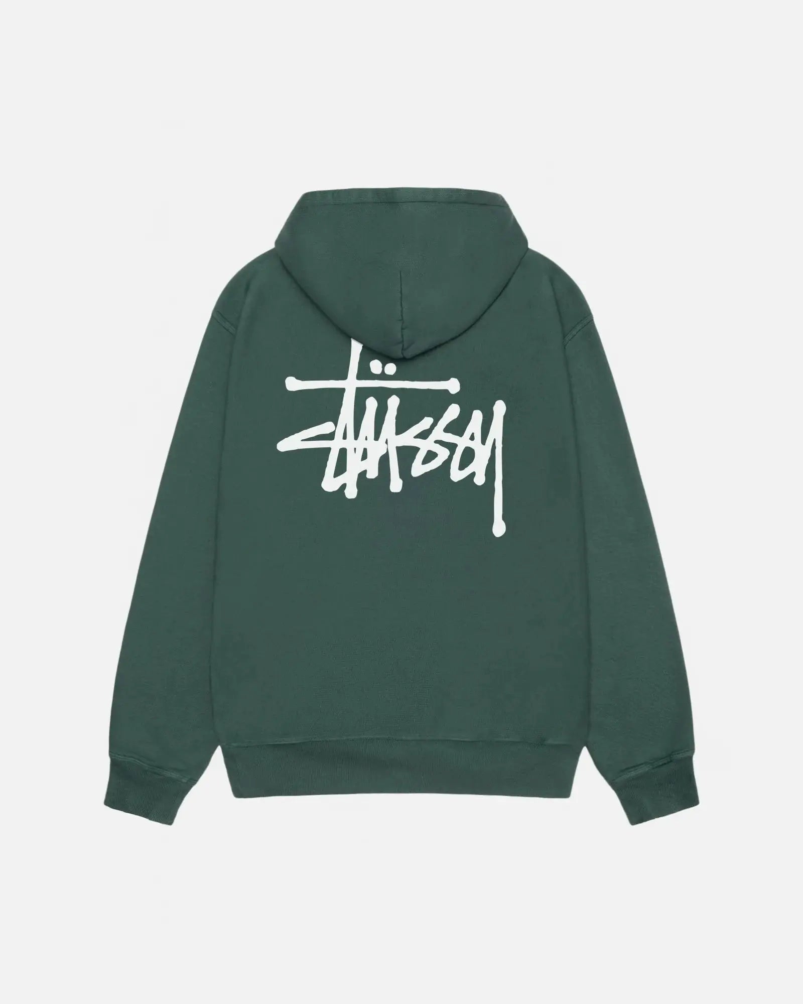 STUSSY BASIC PIGMENT DYED HOODIE FOREST